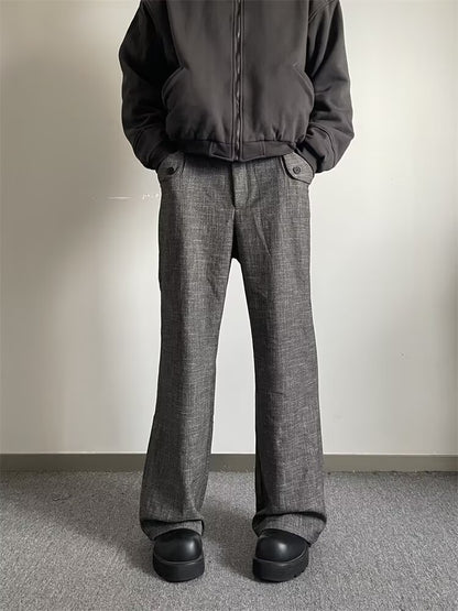 No.Q608  Street Style Textured Gray Plaid Wide-Leg Pants