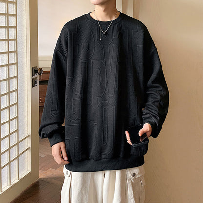 NO.ZM01 Large Letter Embossed Jacquard Crew Neck Sweatshirt