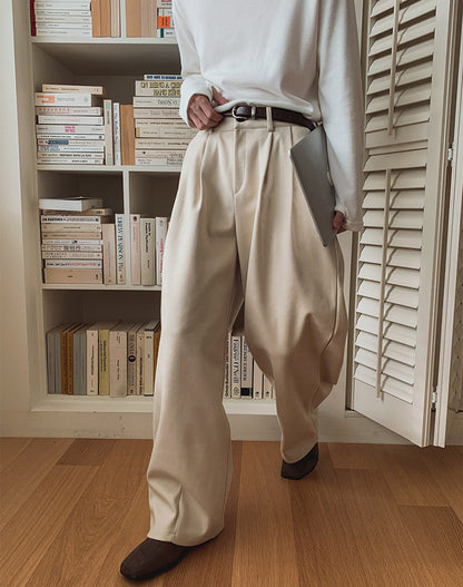 No.80546 Retro Style Commuter Cleanfit Floor-Length Straight-Leg Suit Pants