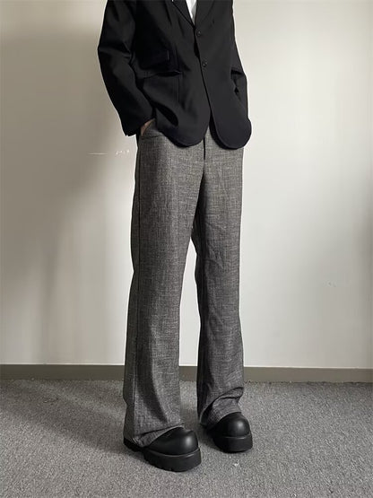 No.Q608  Street Style Textured Gray Plaid Wide-Leg Pants