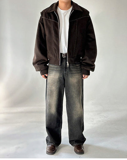 No.80550 retro Style Washed straight-leg Wide Leg Jeans