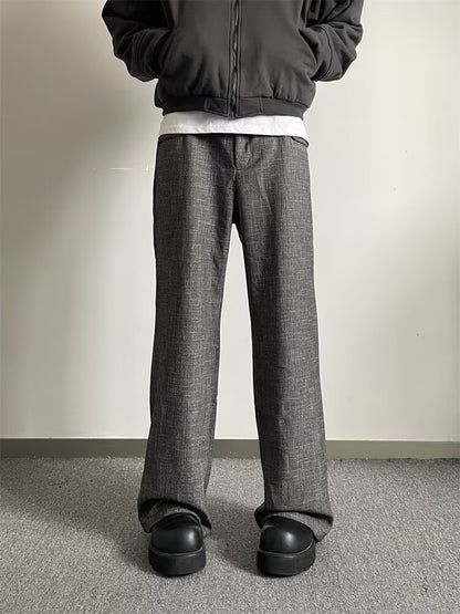 No.Q608  Street Style Textured Gray Plaid Wide-Leg Pants