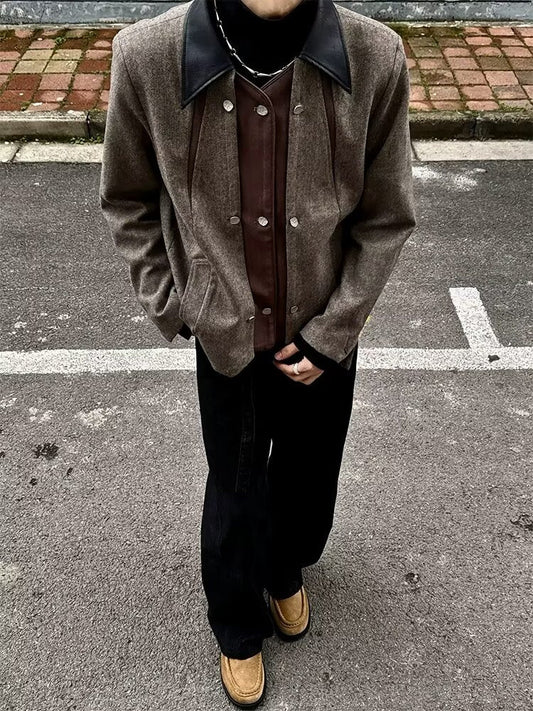 No. S319 Leather-Collar Japanese-Korean Casual Jacket