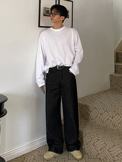 No.220320 cleanfit vintage washed straight-leg jeans