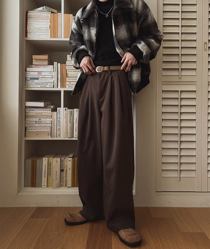 No.80546 Retro Style Commuter Cleanfit Floor-Length Straight-Leg Suit Pants