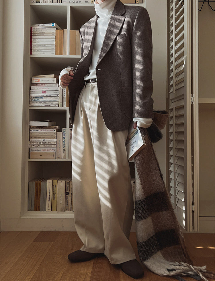 No.80546 Retro Style Commuter Cleanfit Floor-Length Straight-Leg Suit Pants