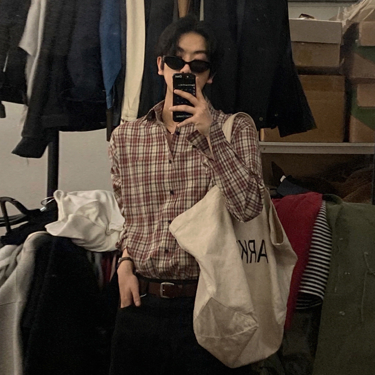 No.220301 retro Plaid Long Sleeve Shirt