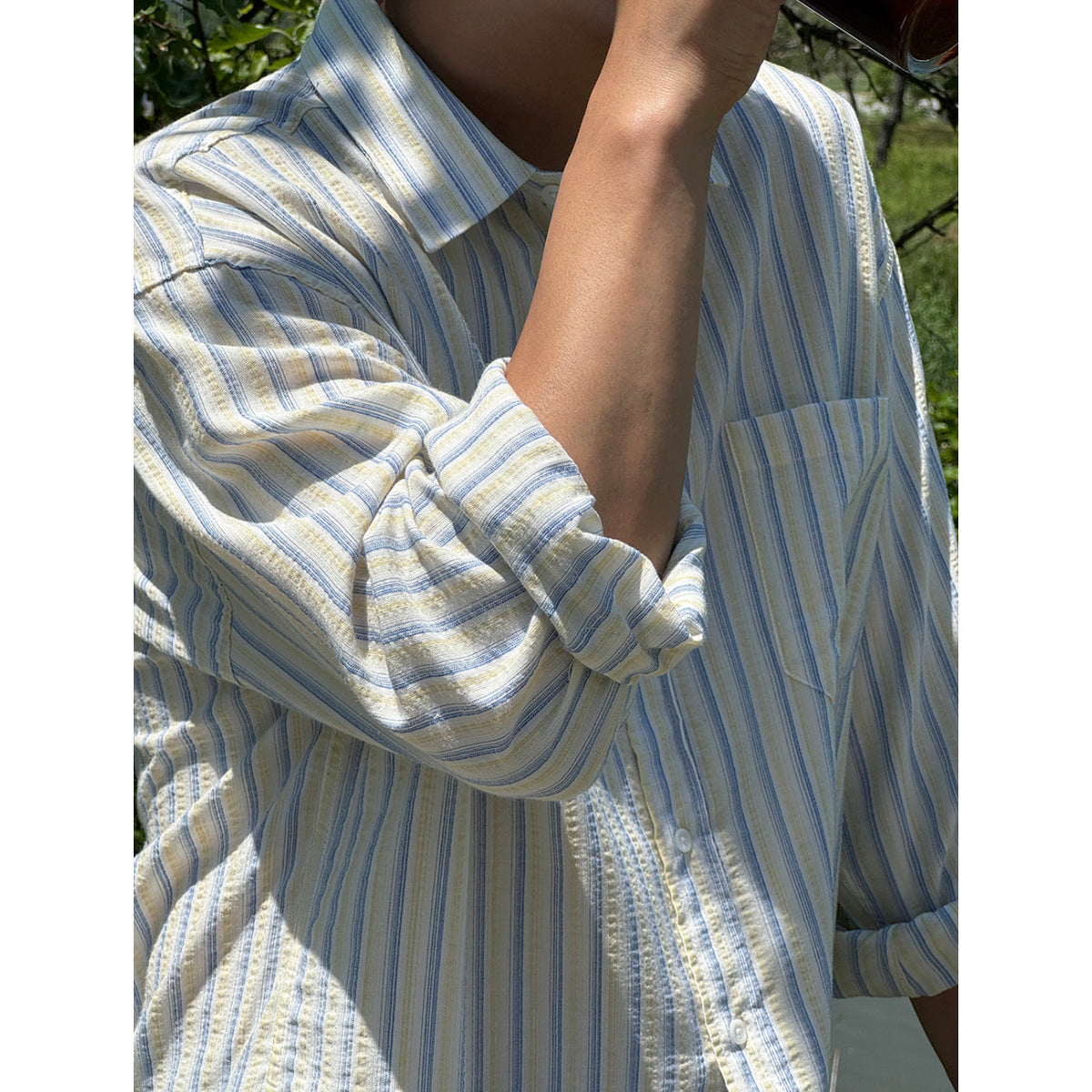 No.80559 Leisure Commute Striped Long Sleeve Shirt