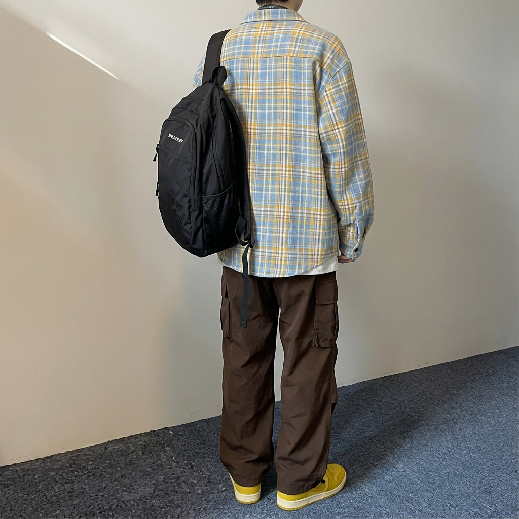 No. GZ03  Vintage Plaid Long-Sleeve Shirt