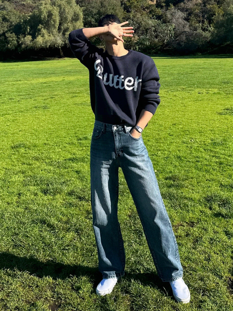 No.80555 Vintage Washed Straight-Leg Jeans