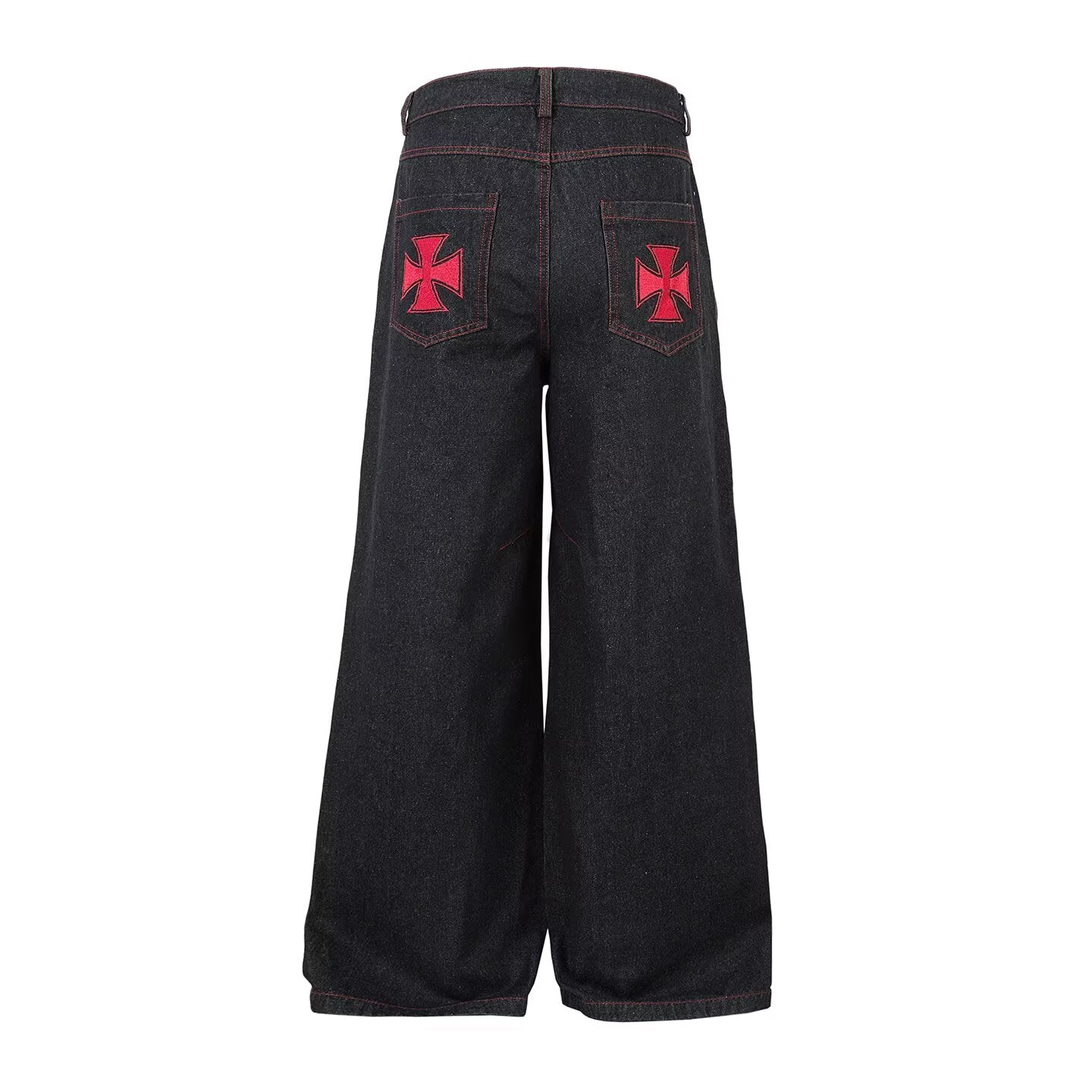 No.G55 American High Street Multi-Button Design Red Embroidered Jeans