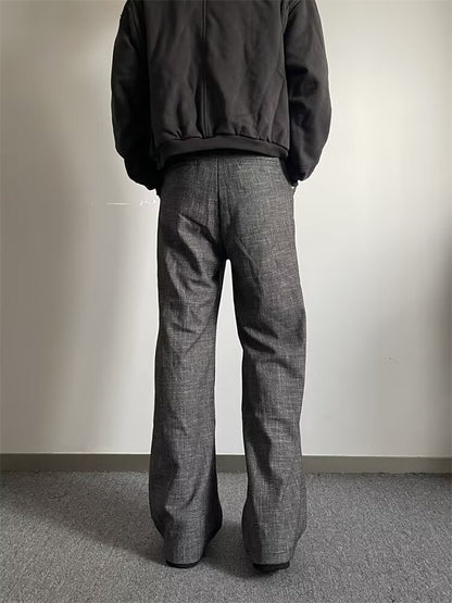 No.Q608  Street Style Textured Gray Plaid Wide-Leg Pants