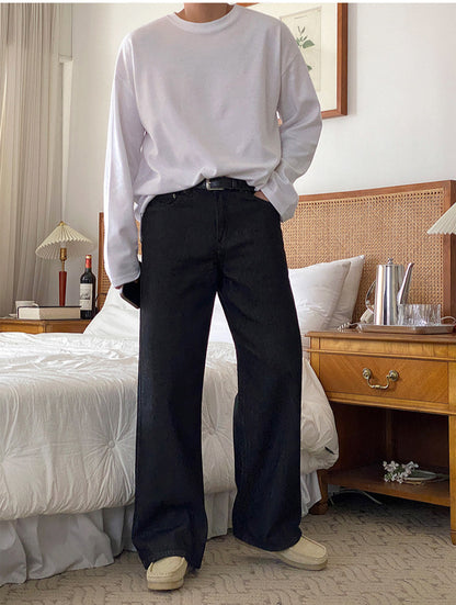 No.220320 cleanfit vintage washed straight-leg jeans