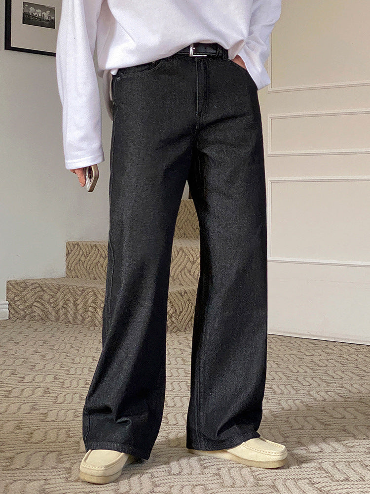 No.220320 cleanfit vintage washed straight-leg jeans