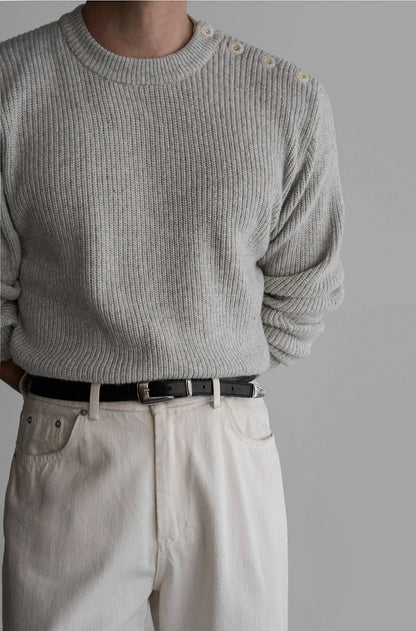 No.210455 Design Sense Round Neck Sweater Knitted Base Shirt