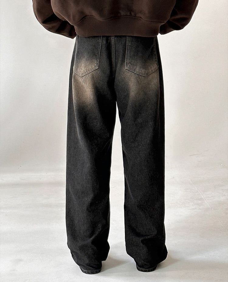 No.80550 retro Style Washed straight-leg Wide Leg Jeans