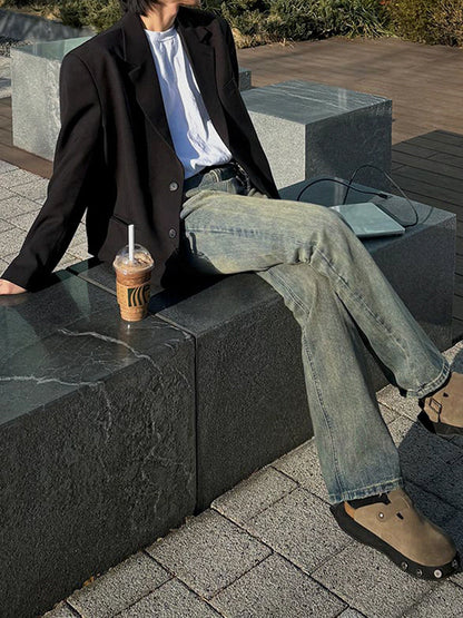 No.250188 High Street Vintage Distressed Straight-Leg Jeans