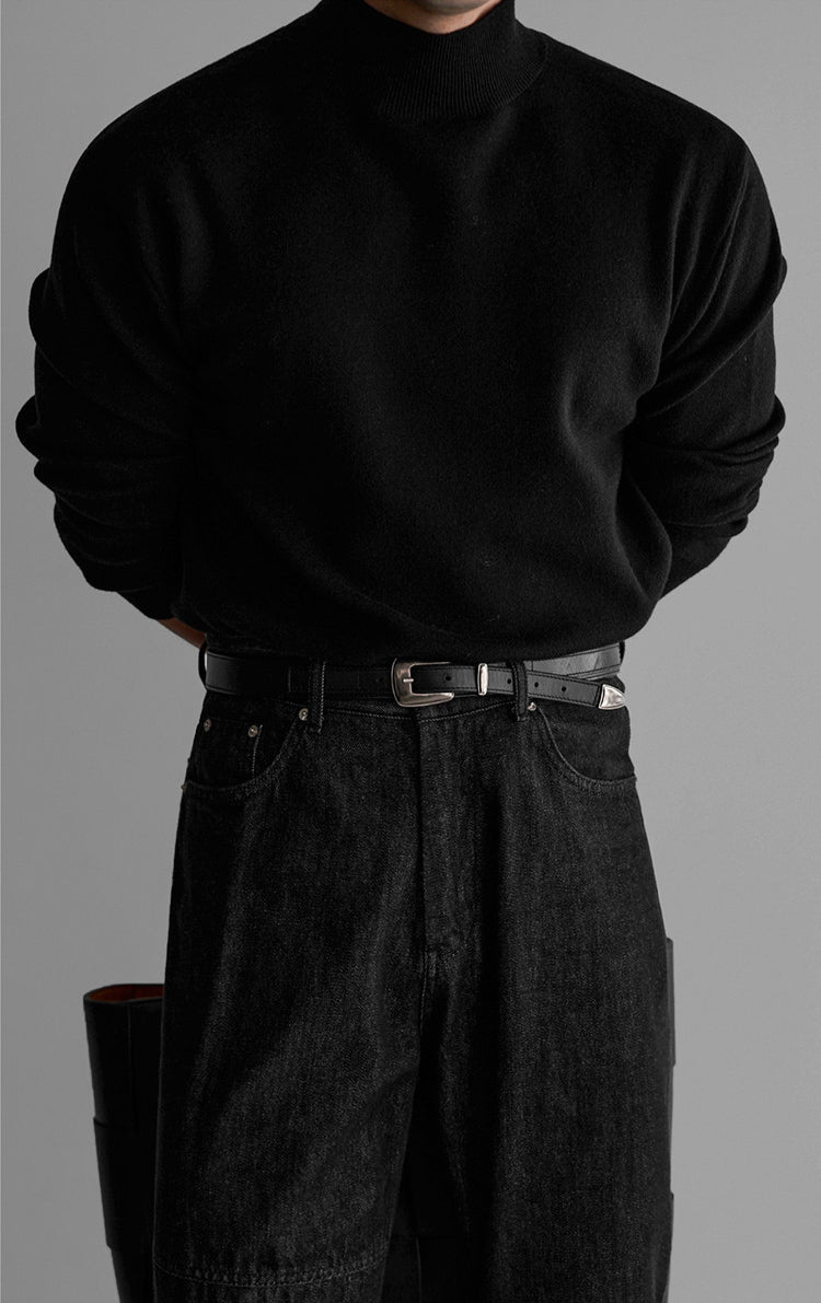 No.80535 Simple Style Half Turtleneck Pullover Sweater Base Shirt