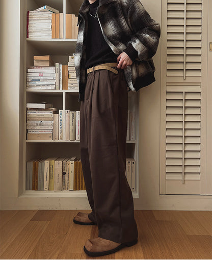 No.80546 Retro Style Commuter Cleanfit Floor-Length Straight-Leg Suit Pants