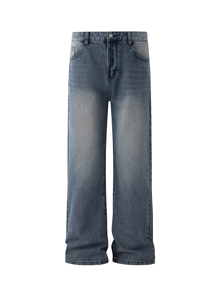 No.80555 Vintage Washed Straight-Leg Jeans