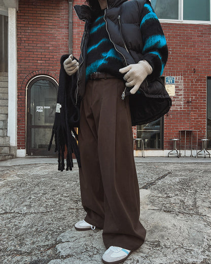 No.220298 Retro Style Draped Straight-Leg Suit Wide-Leg Pants