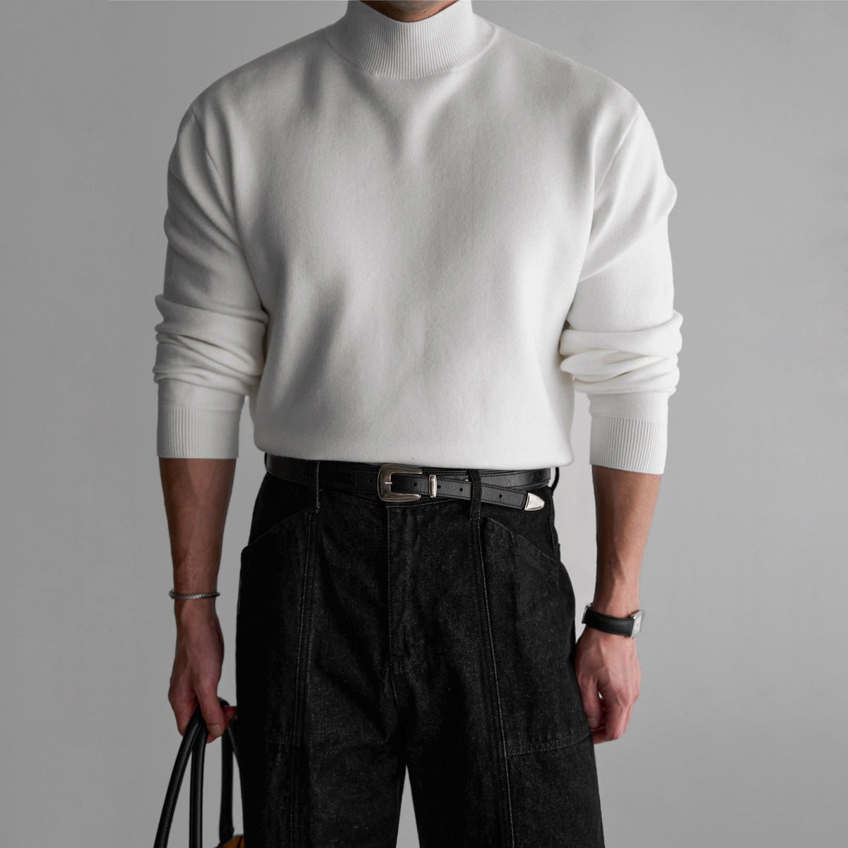 No.80535 Simple Style Half Turtleneck Pullover Sweater Base Shirt