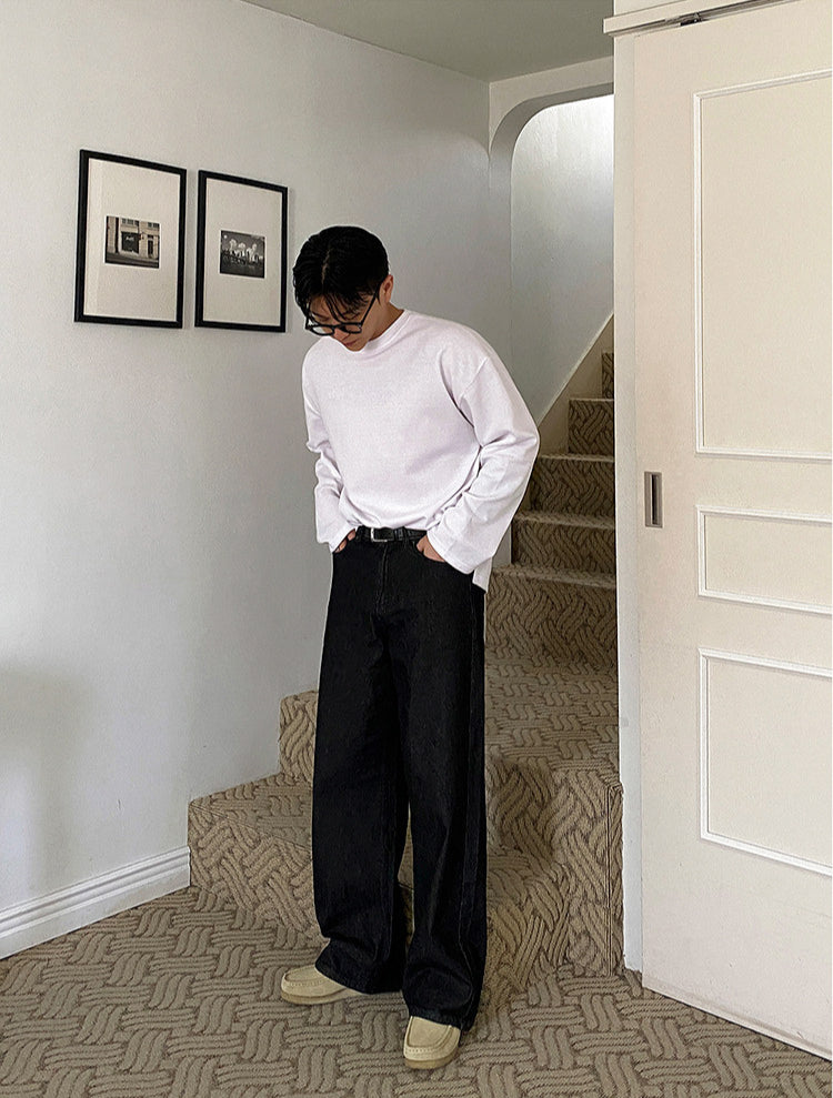 No.220320 cleanfit vintage washed straight-leg jeans