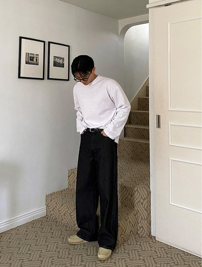 No.220320 cleanfit vintage washed straight-leg jeans