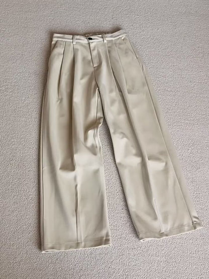 No.80546 Retro Style Commuter Cleanfit Floor-Length Straight-Leg Suit Pants